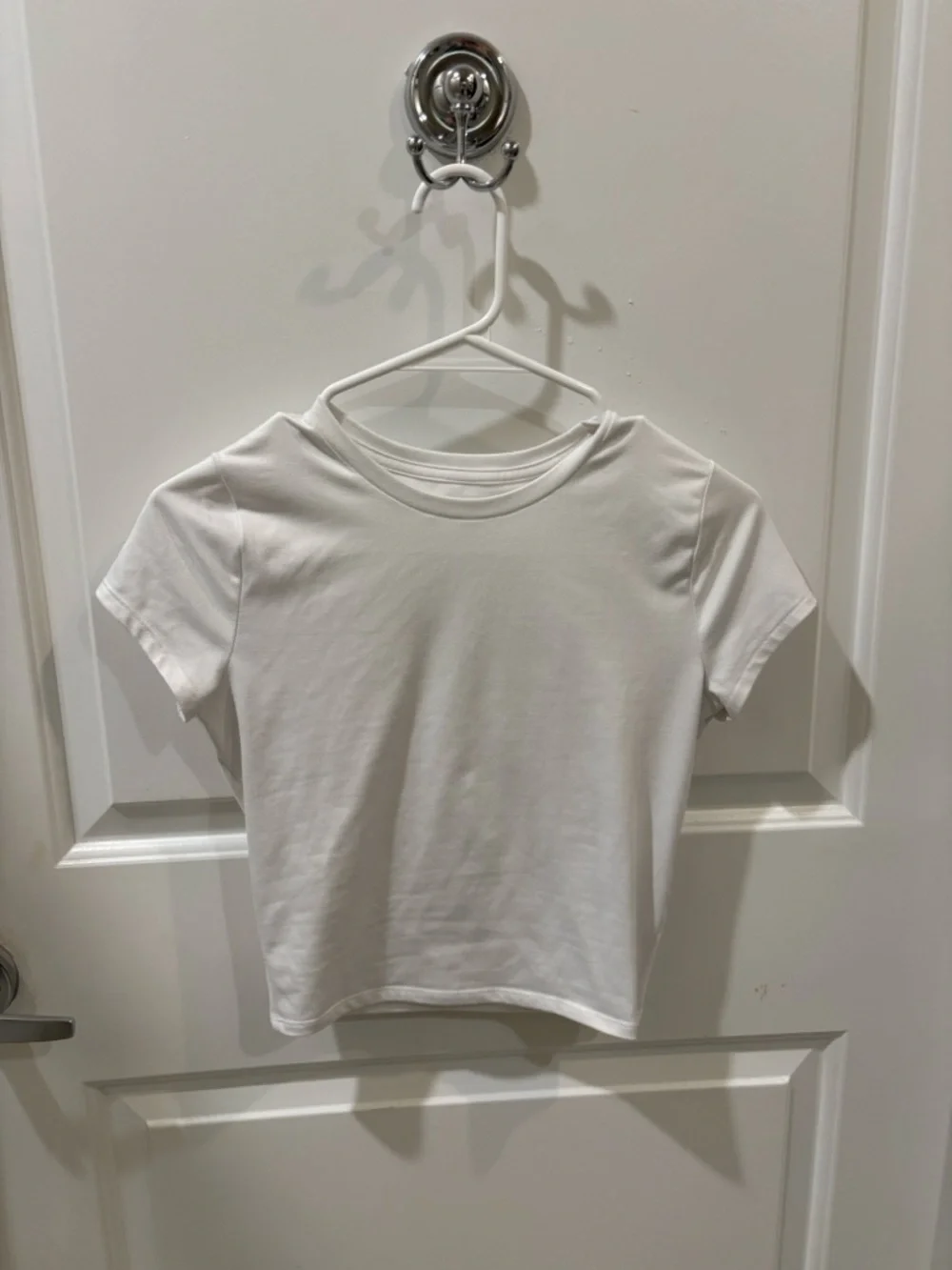 Hollister White Soft Strech Seamless Fabric Crew Baby Tee - Picture 2 of 5